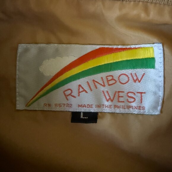 VTG Rainbow West 90's Windbreaker Jacket Tan Size Large - Picture 2 of 7